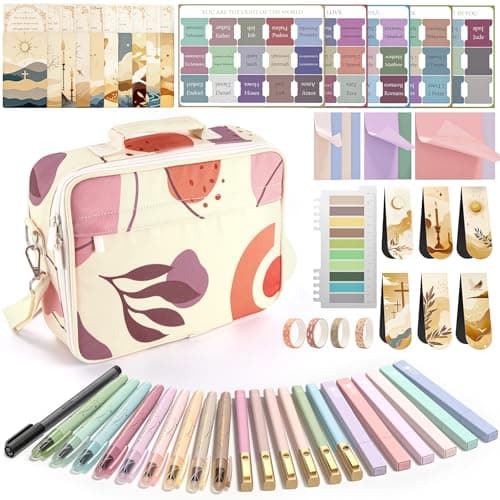 WEMATE 76 Bibelstudienzubehör mit Bibeletui &amp; 15 Textmarkern, perfekt für Bibel Journaling, christliche Geschenke fü