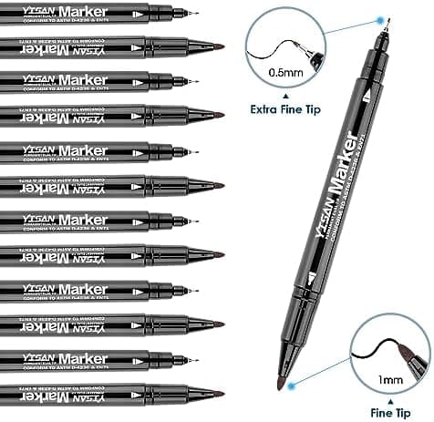 YISAN Dünn Permanent Marker Schwarz, Wasserfest für Glas und Stein, 12 Stück 70788