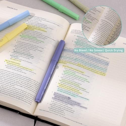 YISAN Pastell Textmarker Set für Bibelmarker, Ausmalen für dünne Papiere, 70269 - Pastell Marker für Bibellektoren und A