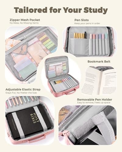 WEMATE 76 Bibelstudienzubehör mit Bibeletui &amp; 15 Textmarkern, perfekt für Bibel Journaling, christliche Geschenke fü