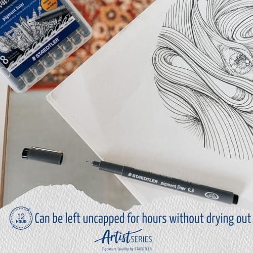 Staedtler Fineliner Schwarz, Set mit 6 Linienbreiten, hohe Qualität, Dokumentenecht, Montage, 308 SB6P
| Staedtler Pigm