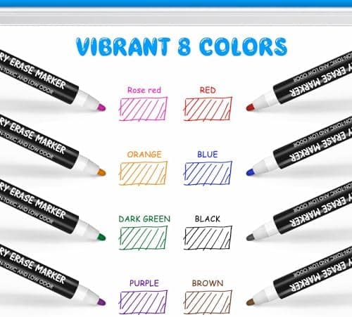 Maxtek Magnetische Whiteboard Marker - 6 Farben, abwischbar, 1-2 mm Linie, ideal für Zuhause, Schule & Büro (6 Stück) Gl