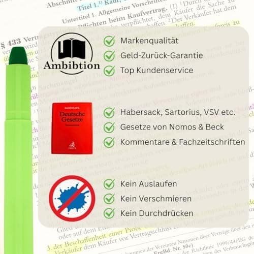 Habersack Gesetzbücher Gel-Textmarker Satorius -farbenfroh für dünnes Papier und Kommentare
| Gesetzbücher Highlighter