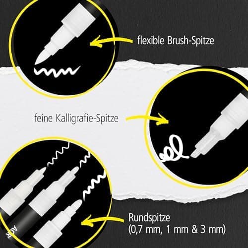 Online 5x Fineliner Schwarz wasserbeständig | mit Brush Pen und Kalligrafie-Spitze | Black Handlettering-Set | Tuschesti