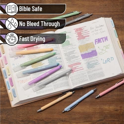 Mr. Pen Bible Highlighter und Stifte - Kein Tränken, 12-Ton-Pack, Gel-Highlighter, Bibel-Stifte ohne Durchtränken