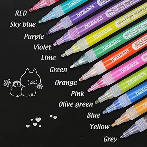 YISAN Glitzerstifte - Magische Metallic Marker, 12 Farben für Geschenkekarten und Dekoration
| YISAN Metallic Marker -