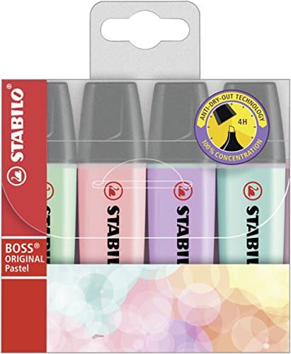 Stabilo Textmarker BOSS ORIGINAL Pastel Farben - Ideal für Kreatives Schreiben und Illustration
| Stabilo Textmarker BO