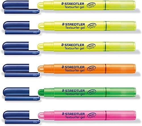 STAEDTLER Textmarker Textsurfer gel (6 Stifte, 4 Farben) für Schüler und Studenten zur Notizenhaltung im Büro und zu Hau