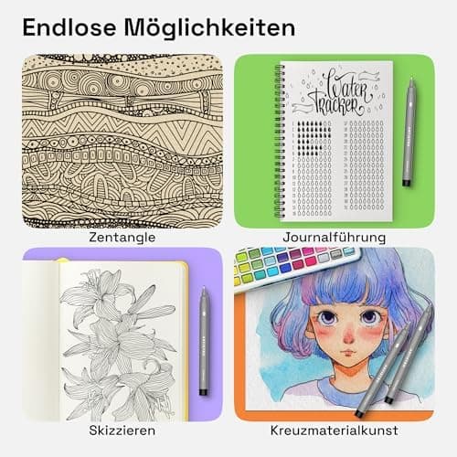 Artistro Fineliner Stifte Set, Wasserfest Tuschestifte, Zeichnen und Illustration, Kalligraphie und Handlettering, 2 Stü