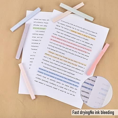 Ästhetische Textmarker, 12 PC Assorted Colors No Bleed Dry Fast Easy to Hold für Pastell Fans zur NotizenBei Bible-Plan