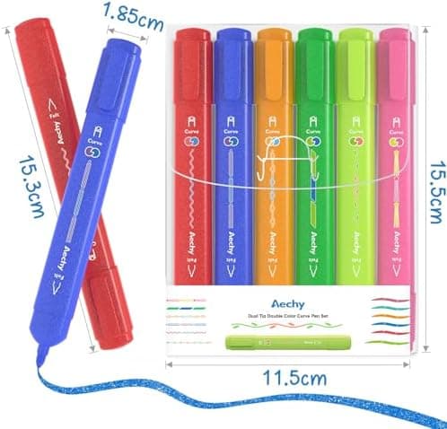 AECHY Glitzer Textmarker Set für Schüler & Künstler mit Farbwechsel & Glittereffekt - Büro & Schule Ideale Geschenke (6