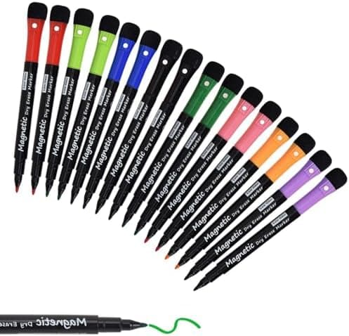 Whiteboard Marker Magnetisch Schwamm 2 in 1 8 Farben Trocken Abwischbar Rundspitze 1-2mm Zuhause Schule Büro