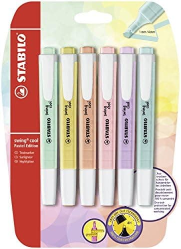 STABILO Textmarker swing cool Pastel - Für Kinder - Schulzubehör -InstanceOf - 6er Pack - Blister
