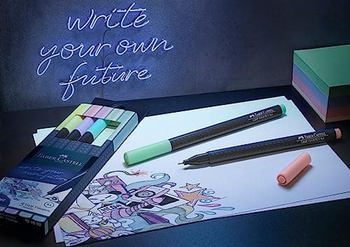 Faber-Castell 151620 Box mit 20 Grip Finelinern für Erwachsene zur lebendigen farbigen Kunst Stifte zum Zeichnen