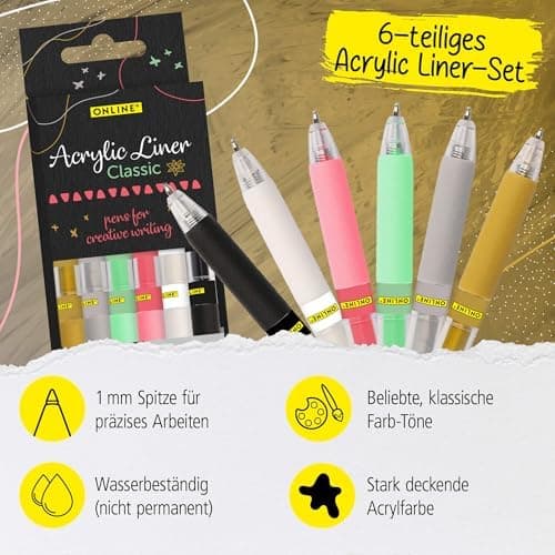 Online 5x Fineliner Schwarz wasserbeständig | mit Brush Pen und Kalligrafie-Spitze | Black Handlettering-Set | Tuschesti