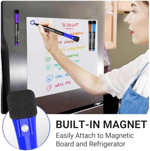 Whiteboard Marker, magnetisch, 12 Farben, trockenlöschbar, abwischbar, für Büro und Schule, Zuhause usw.