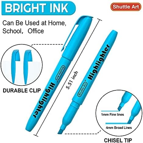 Shuttle Art Textmarker, 30 Stifte, Grün, schnell trocknender, ungiftiger, fluoreszierender Markierer für Erwachsene und