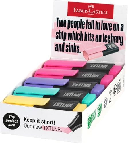 Faber-Castell 154218 Textmarker Set TXTLNR - 8 Pastell Marker für Kinder und Erwachsene | Dichte Farbgebung, Portabel De