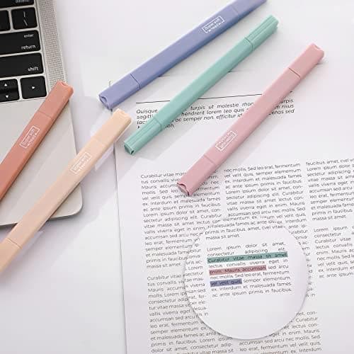 MARFOREVER Pastell Textmarker, 6 Stück Dual Tips Highlighter Pen Marker für Schüler und Office Worker bei Schul- und Bür