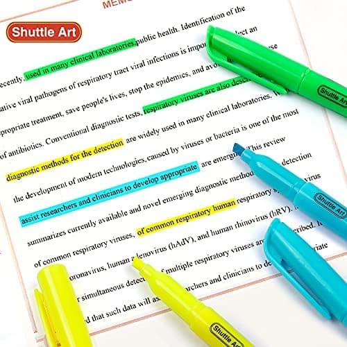 Shuttle Art Textmarker, 30 Stifte, Grün, schnell trocknender, ungiftiger, fluoreszierender Markierer für Erwachsene und