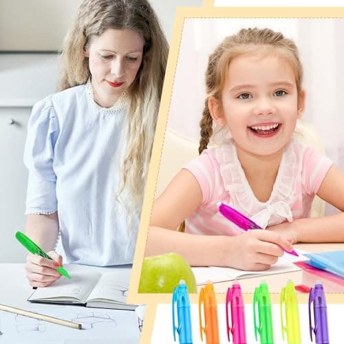 12 Textmaker, Textmarker Radierbar - Ideal für Kinder, Erwachsene und Studenten - Dauerhaft markieren und löschen - 6 Fa