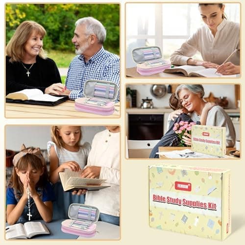 FEMBW 95 Stück Bible Study mit Mäppchen - Bibel Journaling Zubehör für Frauen mit 12 Pastell Textmarkern, 11 Gelstiften,