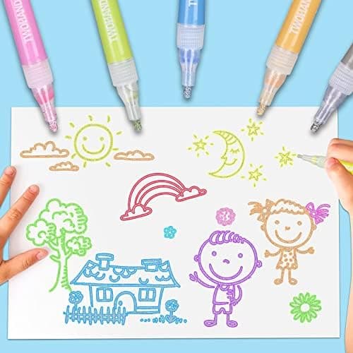 YISAN Glitzerstifte - Magische Metallic Marker, 12 Farben für Geschenkekarten und Dekoration
| YISAN Metallic Marker -