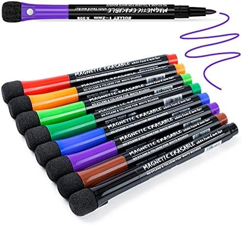 Whiteboard Marker 12 Farbe + Schwamm Magnete + Lehrer Zubehör + Schule Zuhause Büro + Abwischbare Stifte + Magnettafel