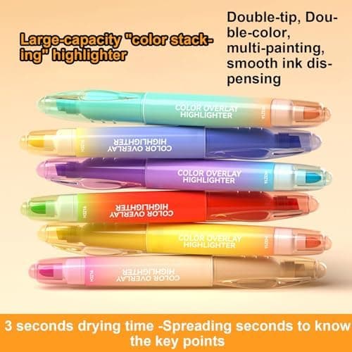 Fluoreszenz-Highlighter Double Ended, 6 Farben, Schnelltrocknend für Bibel, Hauptsache Journaling, Schulbedarf
| Fluore