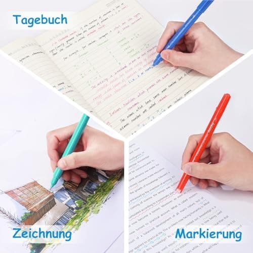 AECHY 12er Set Textmarker für Kreative, Studierende und Kinder - 10 Muster, 12 Farben, feine Linien und Highlighter - Ge