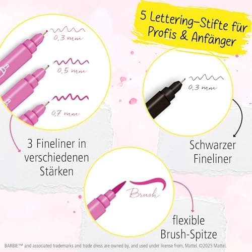 Online 5x Fineliner Schwarz wasserbeständig | mit Brush Pen und Kalligrafie-Spitze | Black Handlettering-Set | Tuschesti