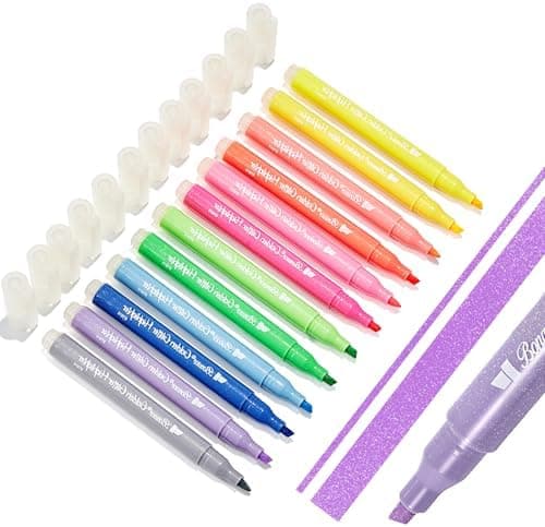 Silber Glitzer Bibel Textmarker, 12 Teiliges Farben	Setzliste, Hobbyist Bibelmarker, Bibel Zubehör zum Markieren und Org