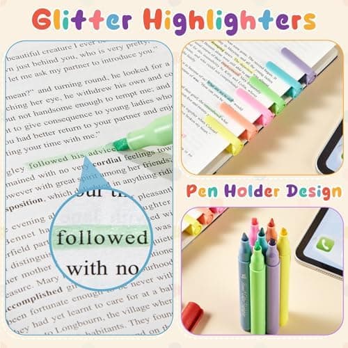 Silber Glitzer Bibel Textmarker, 12 Teiliges Farben	Setzliste, Hobbyist Bibelmarker, Bibel Zubehör zum Markieren und Org