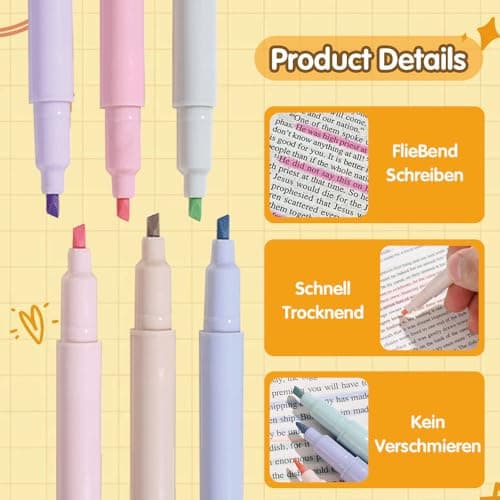 6er Textmarker, Bibel Marker, Lehrer Geschenk - 6 Farben Set, Highlighter Markerstifte