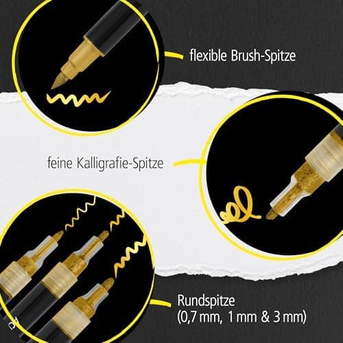 Online 5x Fineliner Schwarz wasserbeständig | mit Brush Pen und Kalligrafie-Spitze | Black Handlettering-Set | Tuschesti