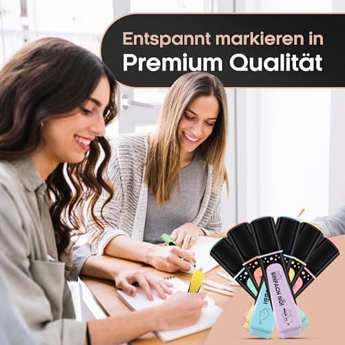 6x Textmarker Pastell - Geschenkbox & Anleitung - Anti Stress - Büro, Schule, Studium, Uni - Perfektes Abschiedsgeschenk