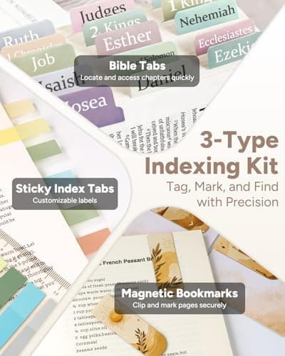 WEMATE 76 Bibelstudienzubehör mit Bibeletui &amp; 15 Textmarkern, perfekt für Bibel Journaling, christliche Geschenke fü