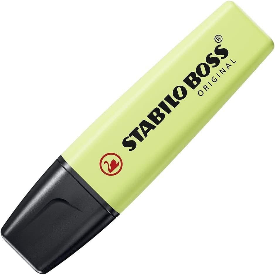 STABILO Textmarker BOSS ORIGINAL Pastel - 6er Pack - Pudriges Gelb, cremige Pfirsichfarbe, rosiges Rouge, Schimmer von L