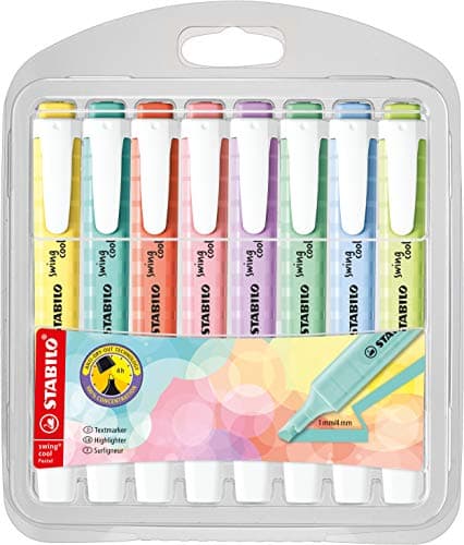 STABILO Textmarker swing cool Pastel für Kinder - Schulzweck - 14er Pack - Unenschädliche Farben - Schulbuch UV-Unterstr