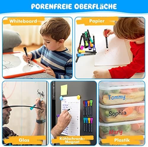 Maxtek Magnetische Whiteboard Marker - 12 Farben, abwischbar, Feinspitze 1-2 mm, für Zuhause, Schule & Büro (12 Stück) G