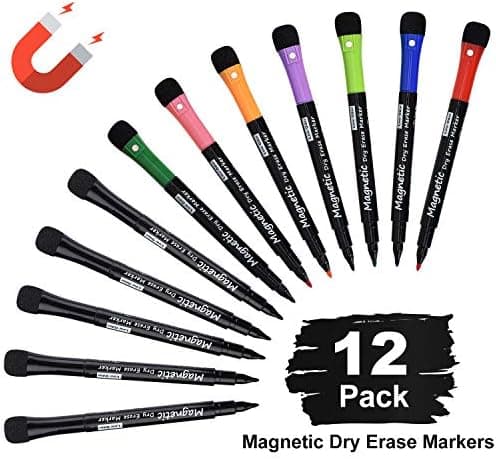 Magnetische Whiteboard Marker Weißwandstifte 12 Stücke Schwarz für Schule und Büro