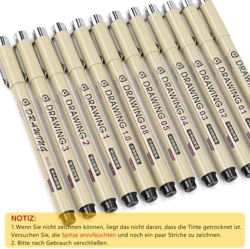 Micron Fineliner Schwarz Stifte: Wasserfest und professionell für Comics und Anime-Maler