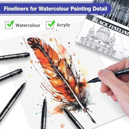 AKARUED Fineliner Schwarz Stifte zum Bullet Journal und Künstlerische Illustration, Wasserfest und permanent, 12 Stück F
