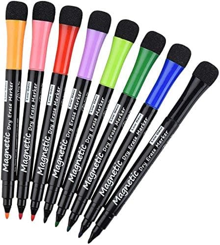 Whiteboard Marker Magnetisch Schwamm 2 in 1 8 Farben Trocken Abwischbar Rundspitze 1-2mm Zuhause Schule Büro