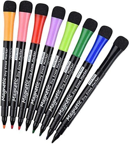 Whiteboard Marker Magnetisch Schwamm 2 in 1 8 Farben Trocken Abwischbar Rundspitze 1-2mm Zuhause Schule Büro