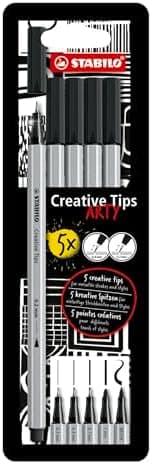 STABILO Multi-Liner-Set für Künstler - Creative Tips - ARTY - 5er Pack - Schwarz