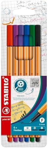 STABILO Fineliner point 88-10er Pack Standardfarben für Kritikler in der Büro- und Schulnutzung mit feinen Linien undmul
