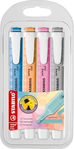 STABILO Textmarker swing cool Pastel für Kinder - Schulzweck - 14er Pack - Unenschädliche Farben - Schulbuch UV-Unterstr