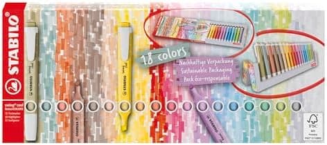 STABILO Textmarker swing cool NatureCOLORS - Farben für Kids - Schulzeit -reative Malerei - 6 Stifte - Naturfarben