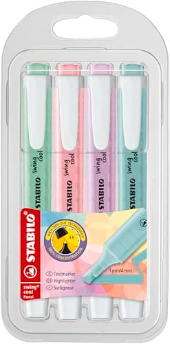 STABILO Textmarker swing cool Pastel für Kinder - Schulzweck - 14er Pack - Unenschädliche Farben - Schulbuch UV-Unterstr